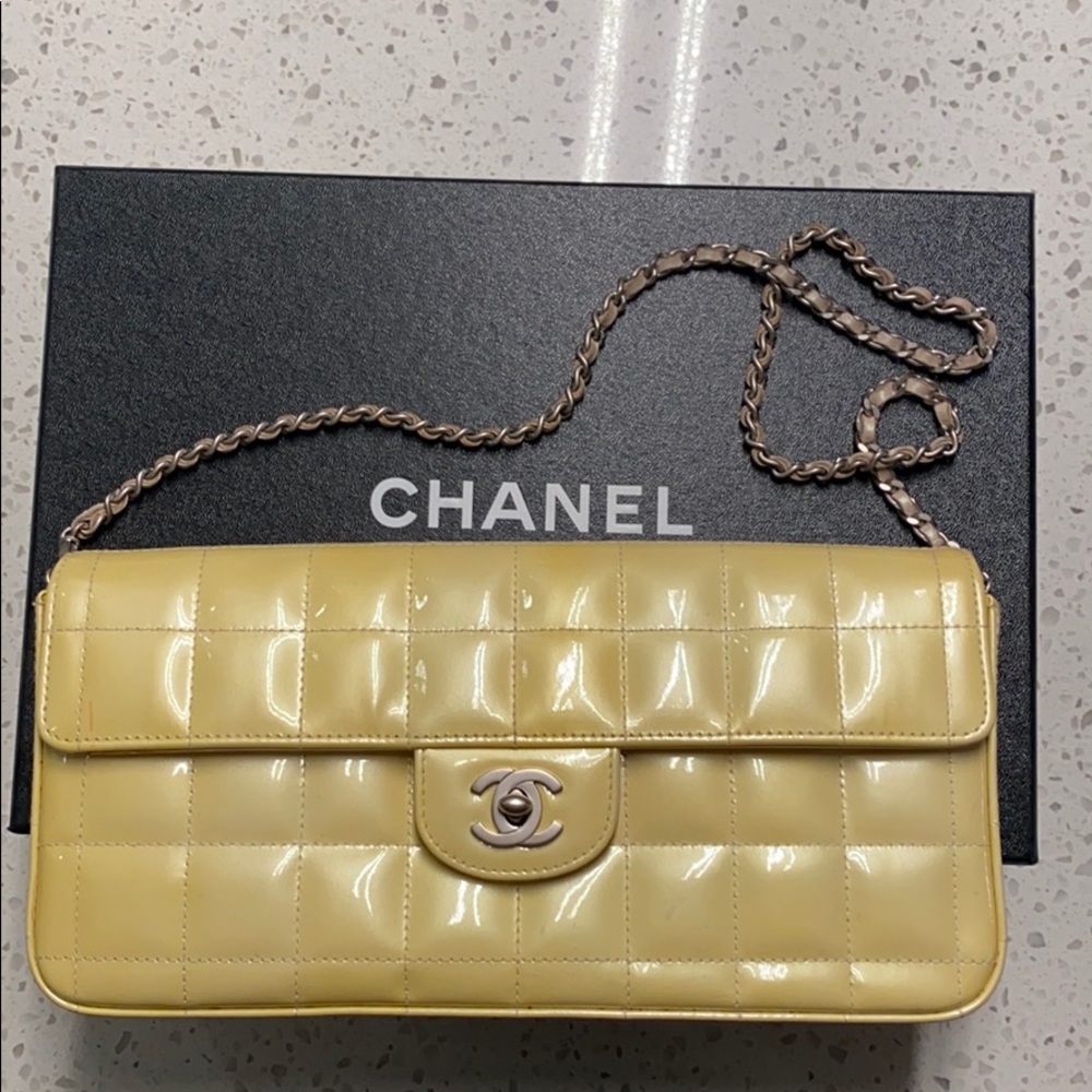 Authentic CHANEL East West Chocolate Bar Lambskin